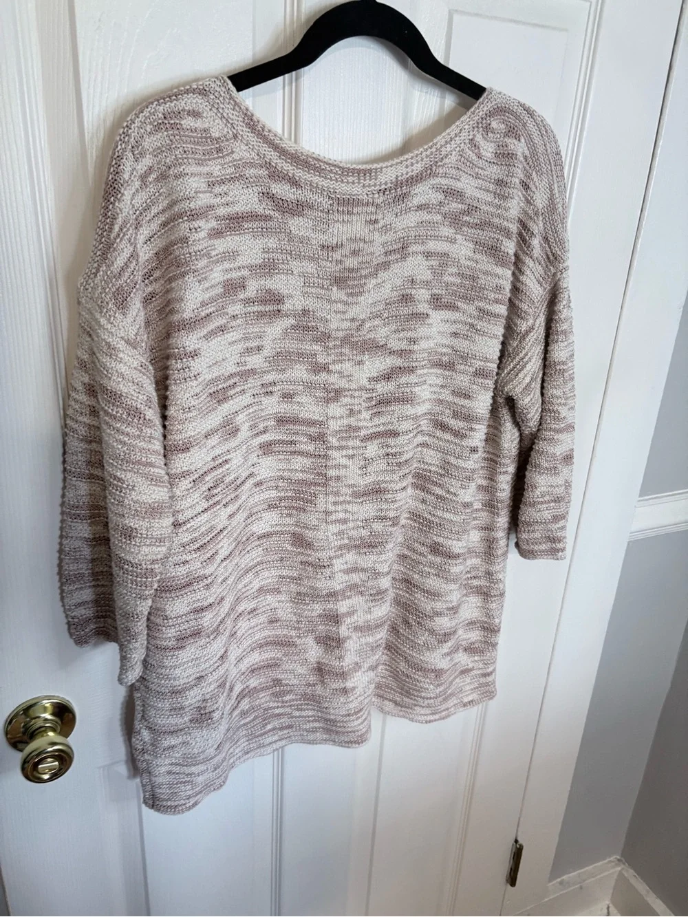 J. Jill Pure Jill Marled Knit Sweater Tunic Top Taupe Cream Size Large